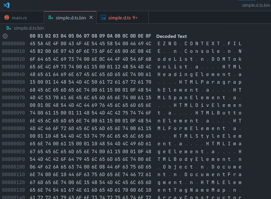 Hex dump of binary